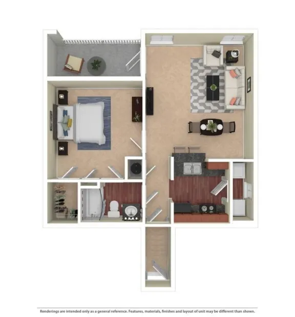one bed one bath 822 square foot floor plan