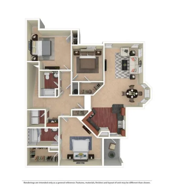 three bed two bath 1,519 square foot floor plan