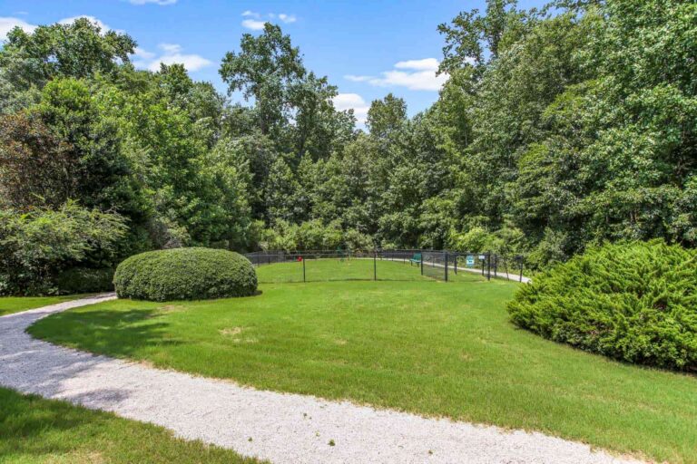 enclosed pet park area near walking path